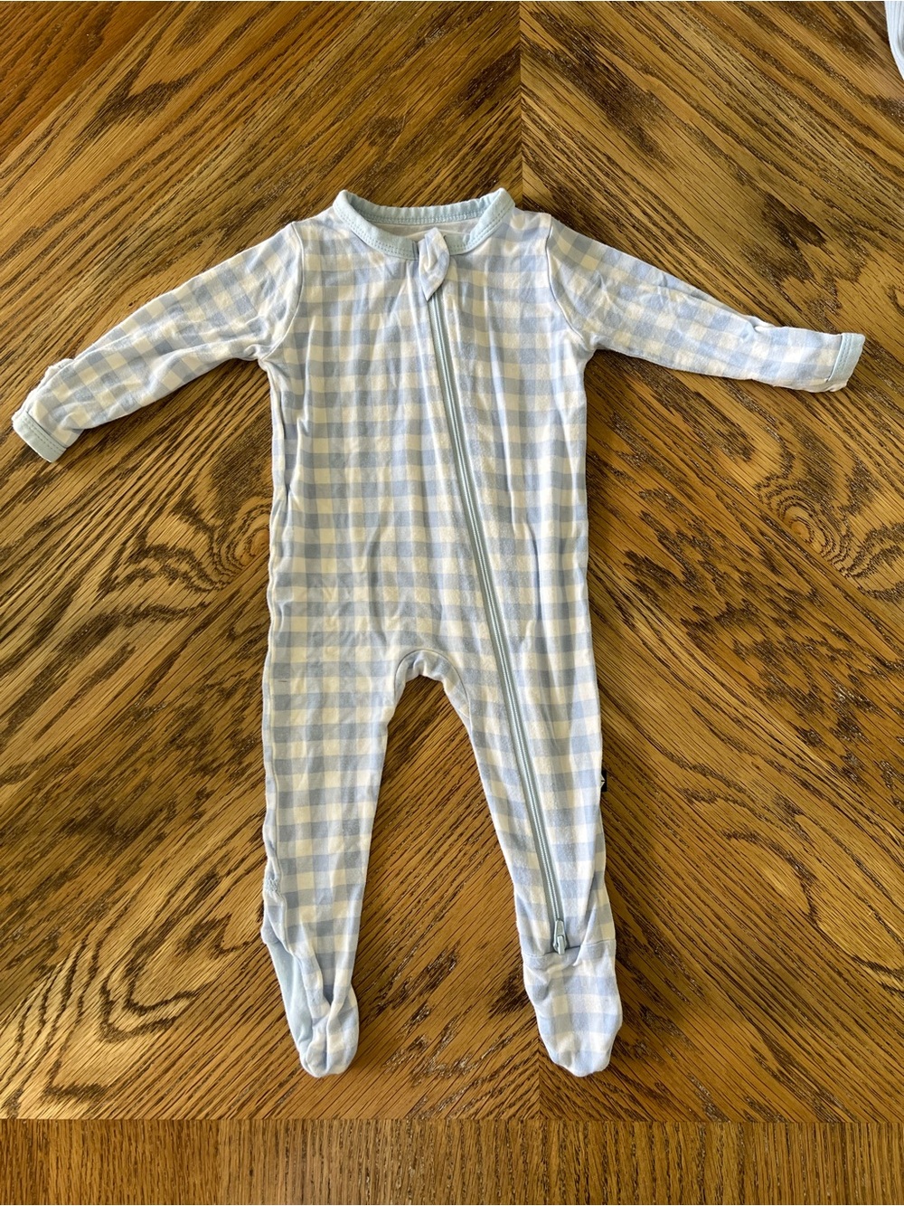 Kyte BABY zipper footie in gingham breeze